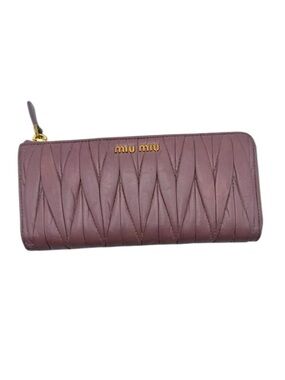 Miu Miu Pink Leather Women's Long Wallet And Box